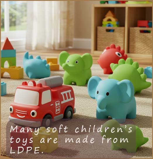 Selection of soft children's toys made from LDPE.